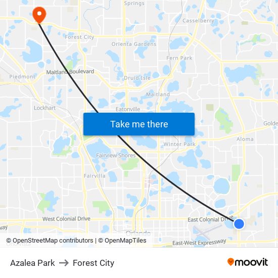 Azalea Park to Forest City map