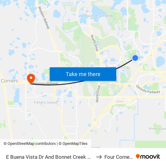 E Buena Vista Dr And Bonnet Creek Pky to Four Corners map
