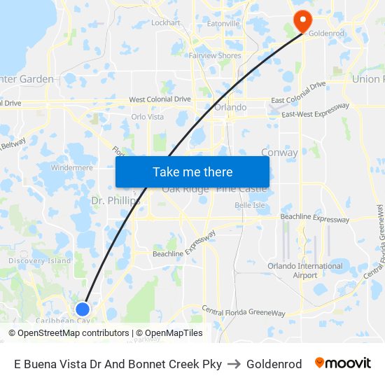 E Buena Vista Dr And Bonnet Creek Pky to Goldenrod map