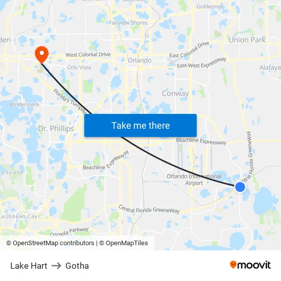 Lake Hart to Gotha map