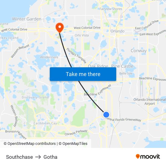 Southchase to Gotha map