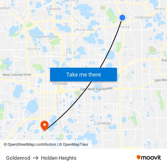 Goldenrod to Holden Heights map