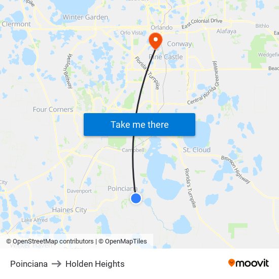 Poinciana to Holden Heights map