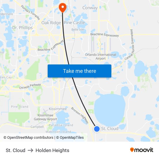 St. Cloud to Holden Heights map