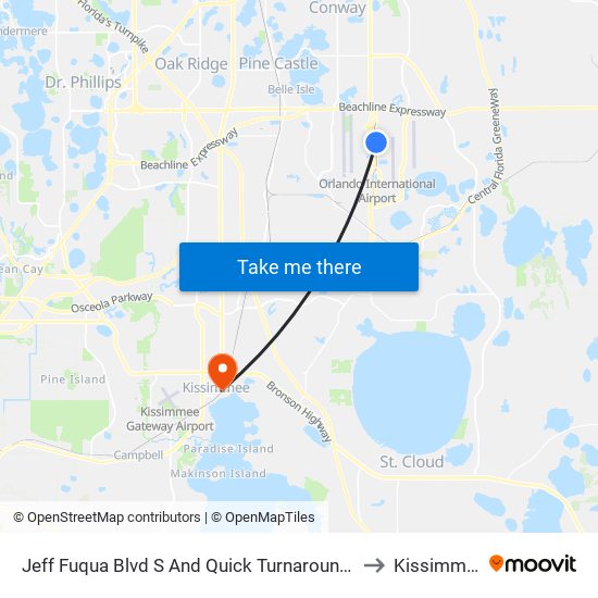 Jeff Fuqua Blvd S And Quick Turnaround Rd to Kissimmee map