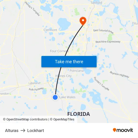 Alturas to Lockhart map