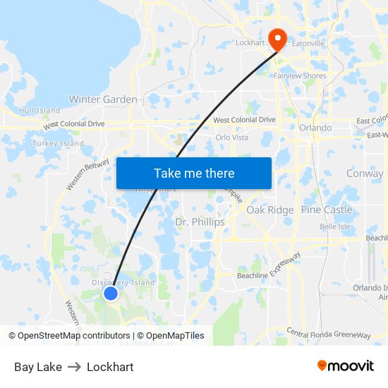 Bay Lake to Lockhart map