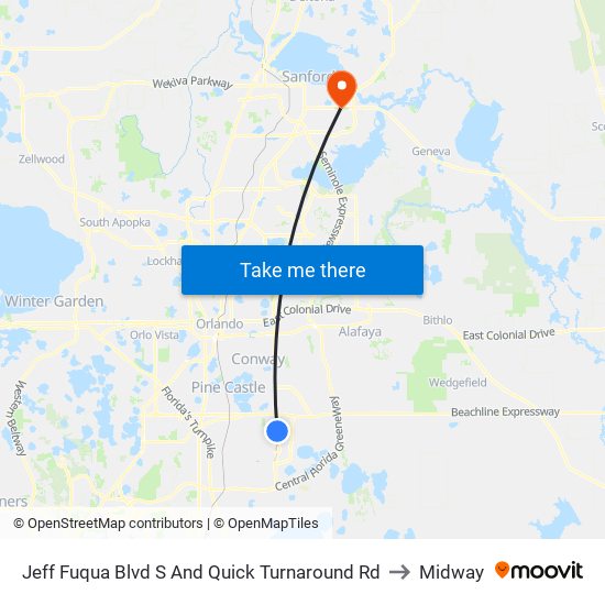 Jeff Fuqua Blvd S And Quick Turnaround Rd to Midway map