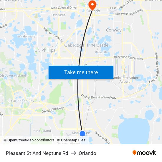 Pleasant  St And Neptune  Rd to Orlando map