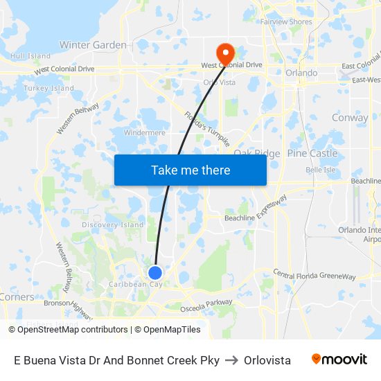 E Buena Vista Dr And Bonnet Creek Pky to Orlovista map