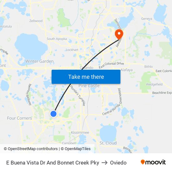 E Buena Vista Dr And Bonnet Creek Pky to Oviedo map