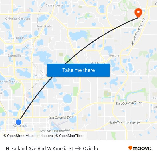 N Garland  Ave And W Amelia  St to Oviedo map