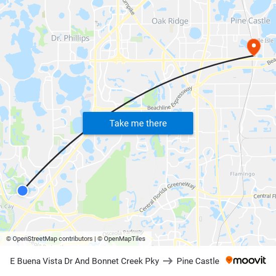 E Buena Vista Dr And Bonnet Creek Pky to Pine Castle map