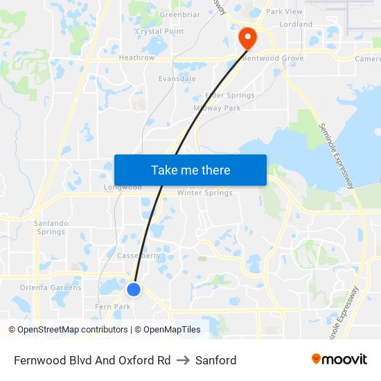 Fernwood Blvd And Oxford Rd to Sanford map