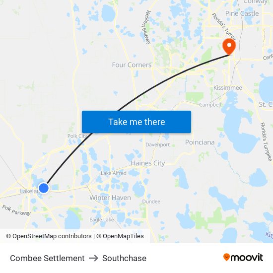 Combee Settlement to Southchase map