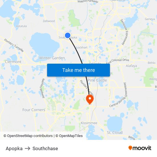Apopka to Southchase map