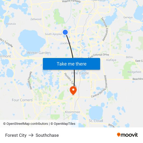 Forest City to Southchase map