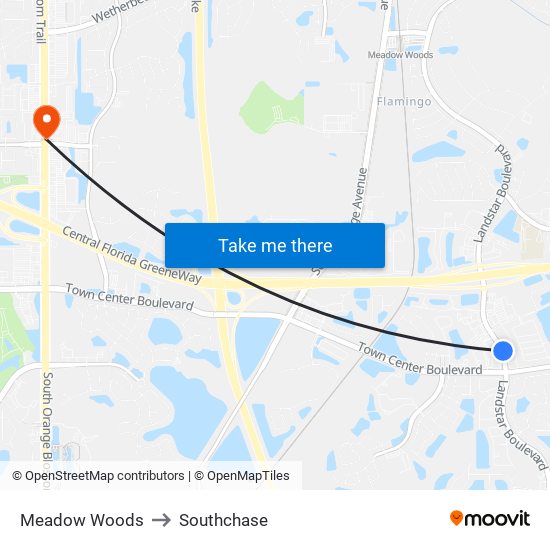 Meadow Woods to Southchase map