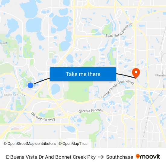 E Buena Vista Dr And Bonnet Creek Pky to Southchase map