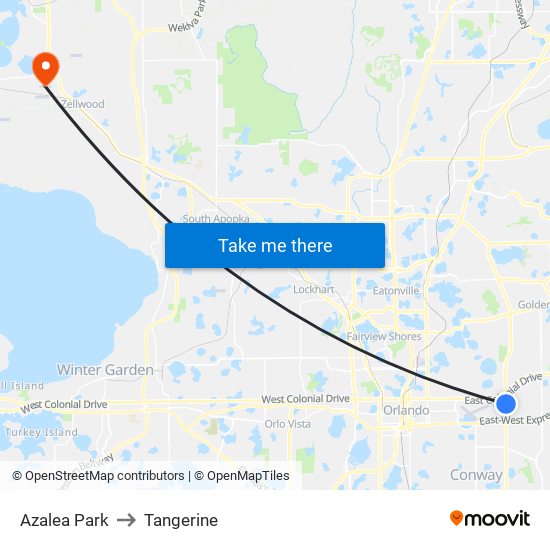 Azalea Park to Tangerine map