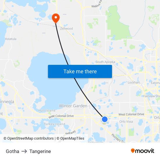 Gotha to Tangerine map