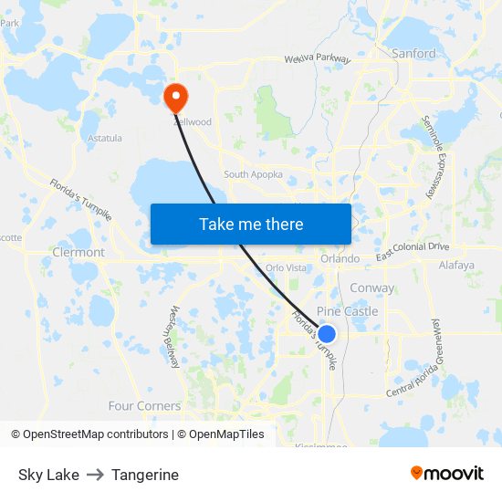 Sky Lake to Tangerine map