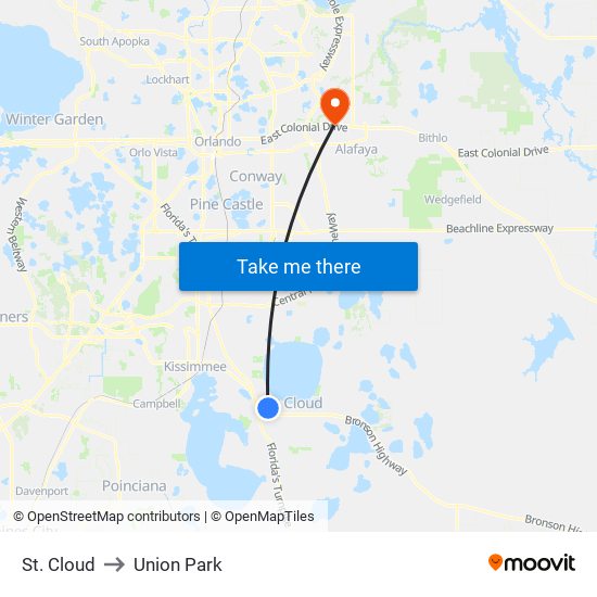 St. Cloud to Union Park map