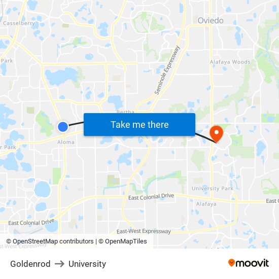 Goldenrod to University map