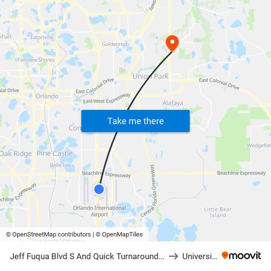 Jeff Fuqua Blvd S And Quick Turnaround Rd to University map