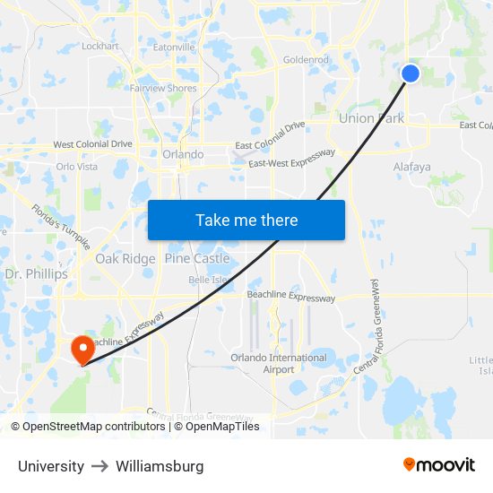 University to Williamsburg map