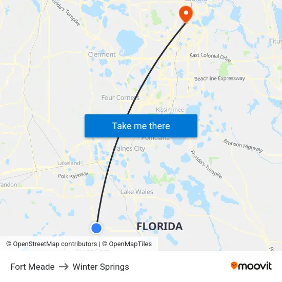 Fort Meade to Winter Springs map