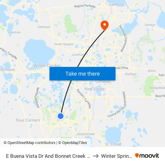 E Buena Vista Dr And Bonnet Creek Pky to Winter Springs map