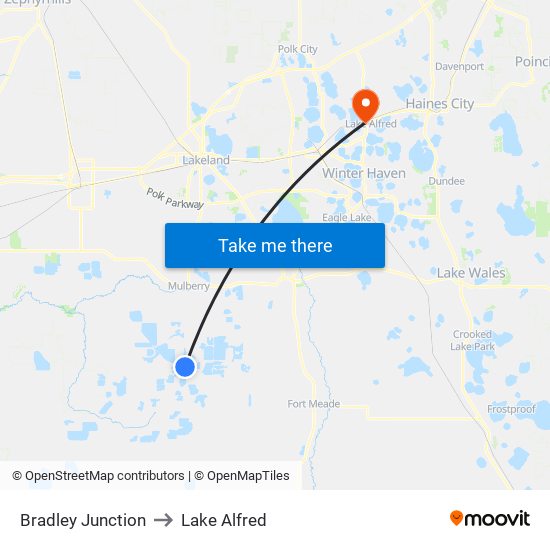 Bradley Junction to Lake Alfred map