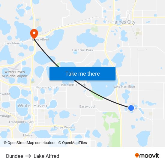 Dundee to Lake Alfred map