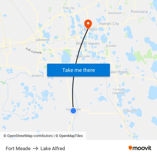 Fort Meade to Lake Alfred map