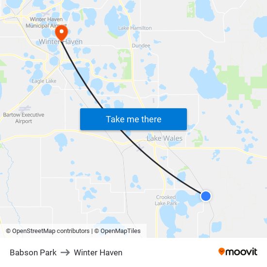 Babson Park to Winter Haven map