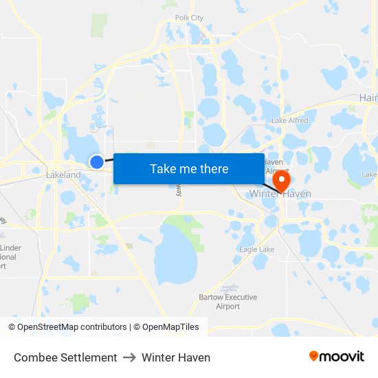 Combee Settlement to Winter Haven map