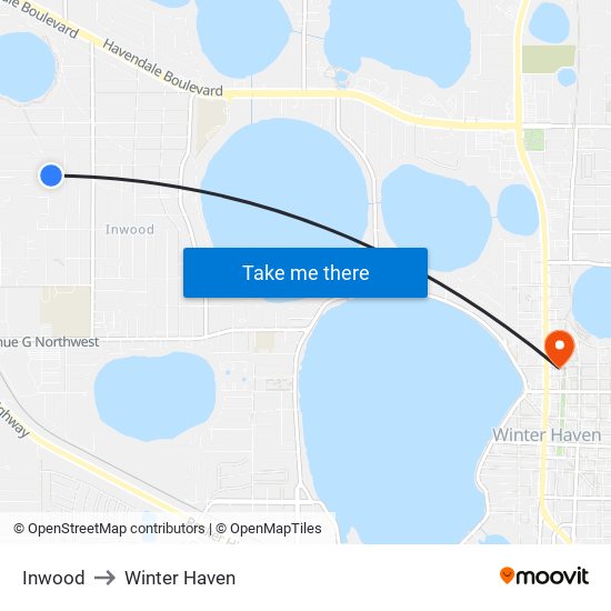 Inwood to Winter Haven map