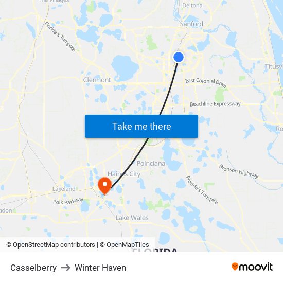 Casselberry to Winter Haven map