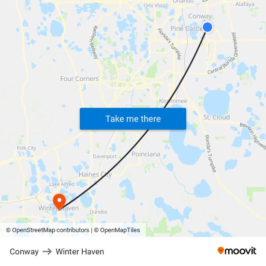 Conway to Winter Haven map