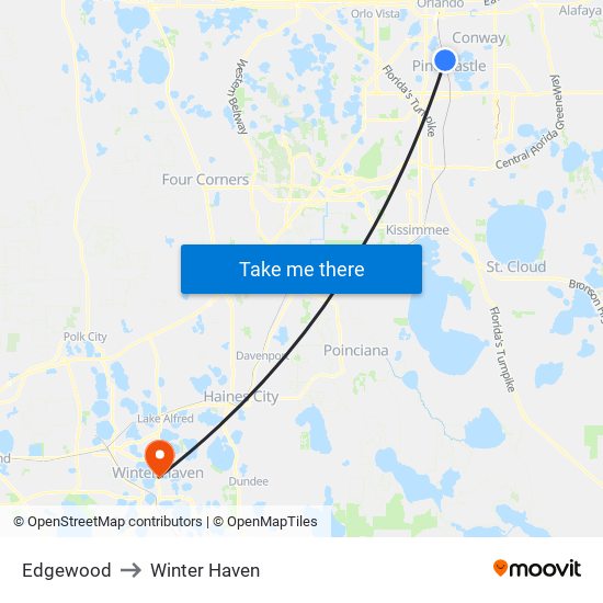 Edgewood to Winter Haven map