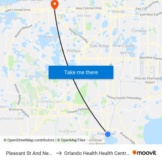 Pleasant  St And Neptune  Rd to Orlando Health Health Central Hospital map