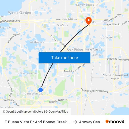 E Buena Vista Dr And Bonnet Creek Pky to Amway Center map