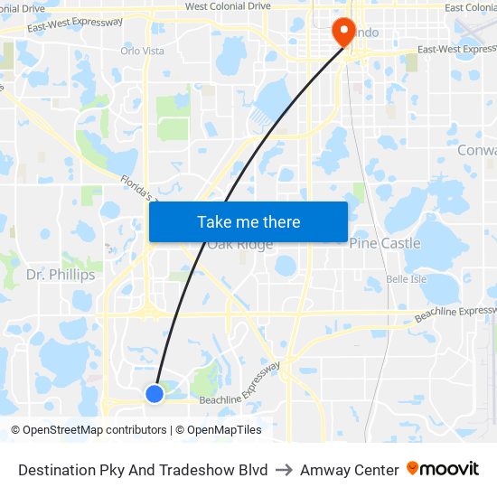 Destination Pky And Tradeshow Blvd to Amway Center map