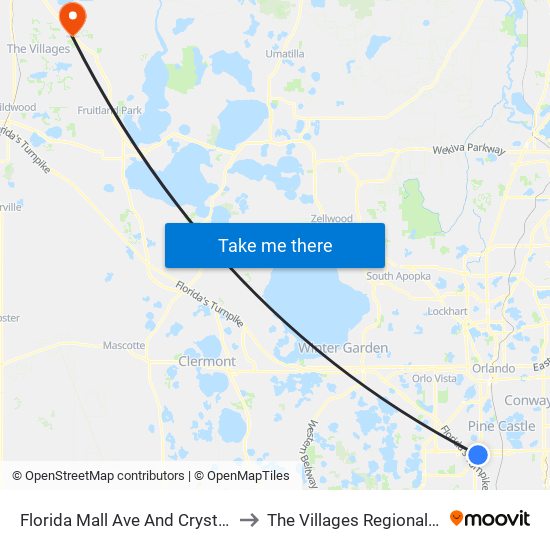 Florida Mall Ave And Crystal Clear Ln to The Villages Regional Hospital map