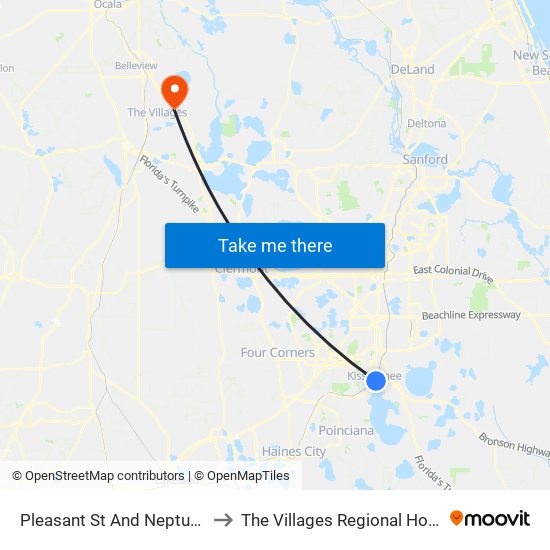 Pleasant  St And Neptune  Rd to The Villages Regional Hospital map