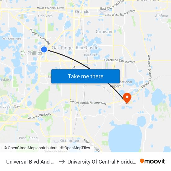 Universal Blvd And Hollywood Way to University Of Central Florida Lake Nona Campus map