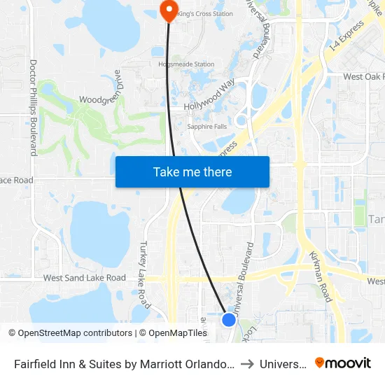 Fairfield Inn & Suites by Marriott Orlando International Drive/Convention Center to Universal Orlando map