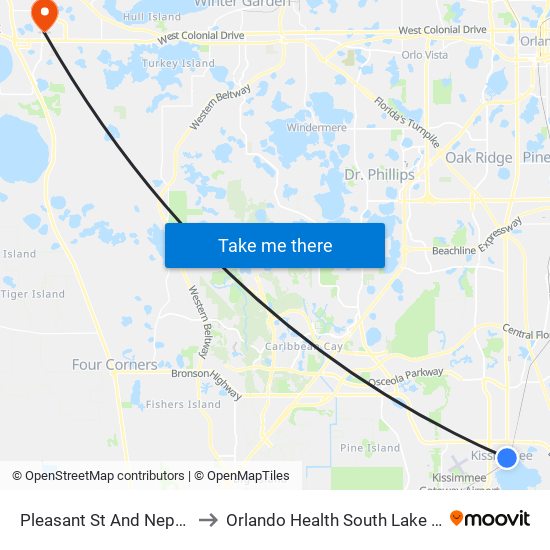 Pleasant  St And Neptune  Rd to Orlando Health South Lake Hospital map