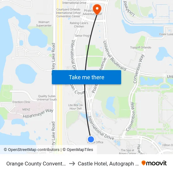 Orange County Convention Center to Castle Hotel, Autograph Collection map